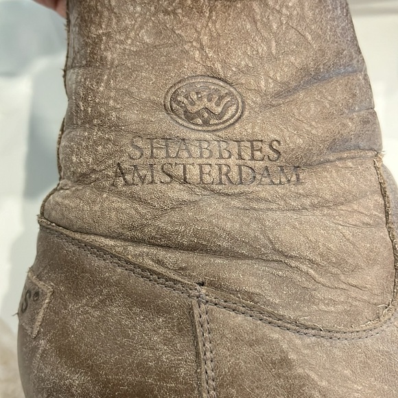 GUC Shabbies Amsterdam leather dark taupe 2” heel distressed look ankle boots - Picture 6 of 15